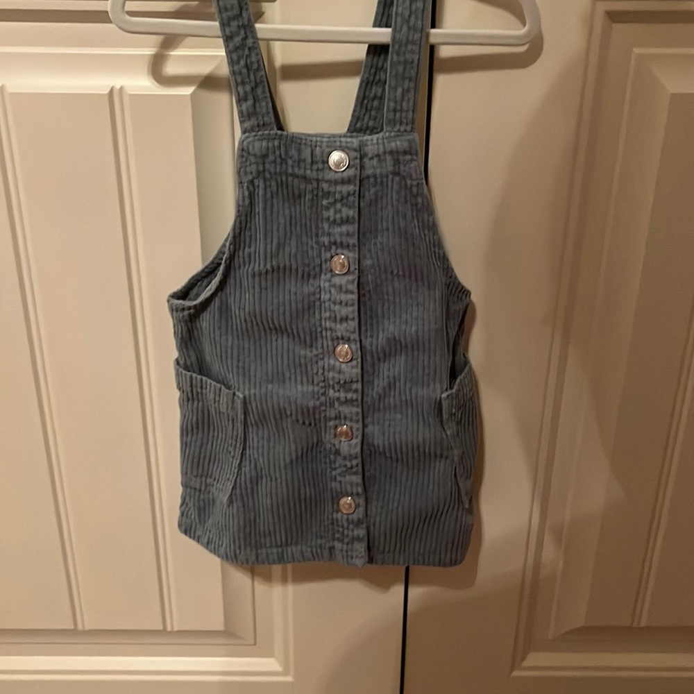 Zara 18-24 months overall denim green / blue dress
